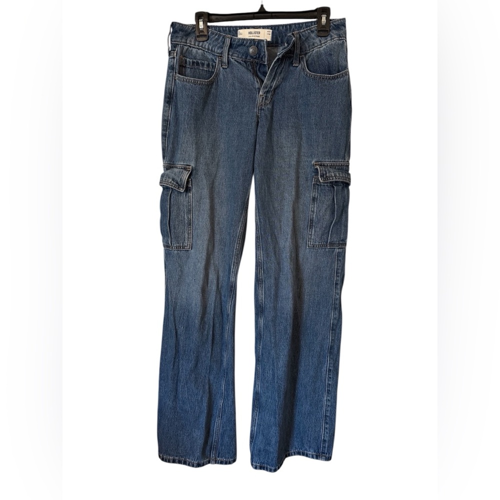 Hollister Woman Blue Denim Cargo Jeans Size 2 Long